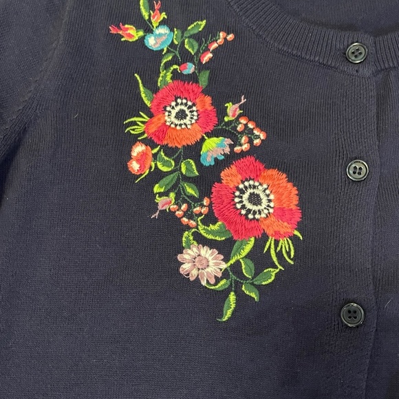 Vintage Embroidered Cardigan Sweater Sz 18 Navy Floral Button Down Cottagecore - Picture 5 of 10